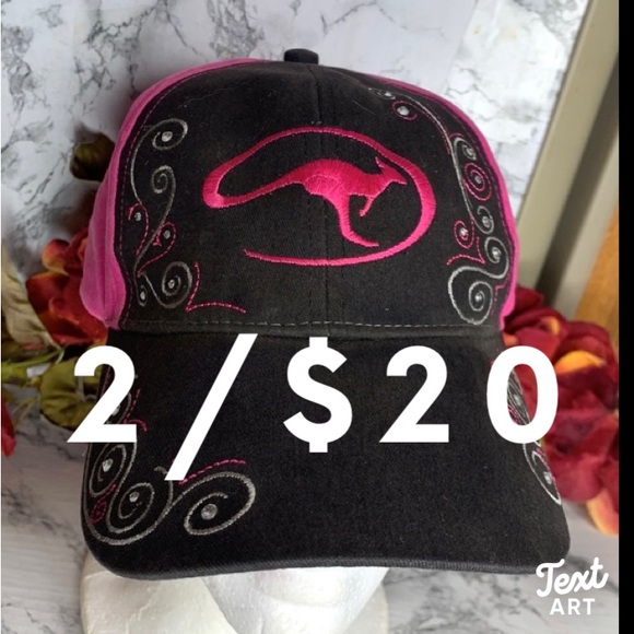 Vintage CSN Hot Pink and Black Rhinestone Kangaroo Baseball Cap - Picture 1 of 11